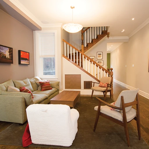Minimalist interior with chair near window